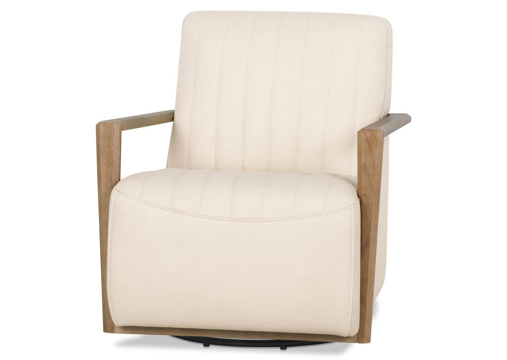 Simone Leather Swivel Chair -Ari Chalk