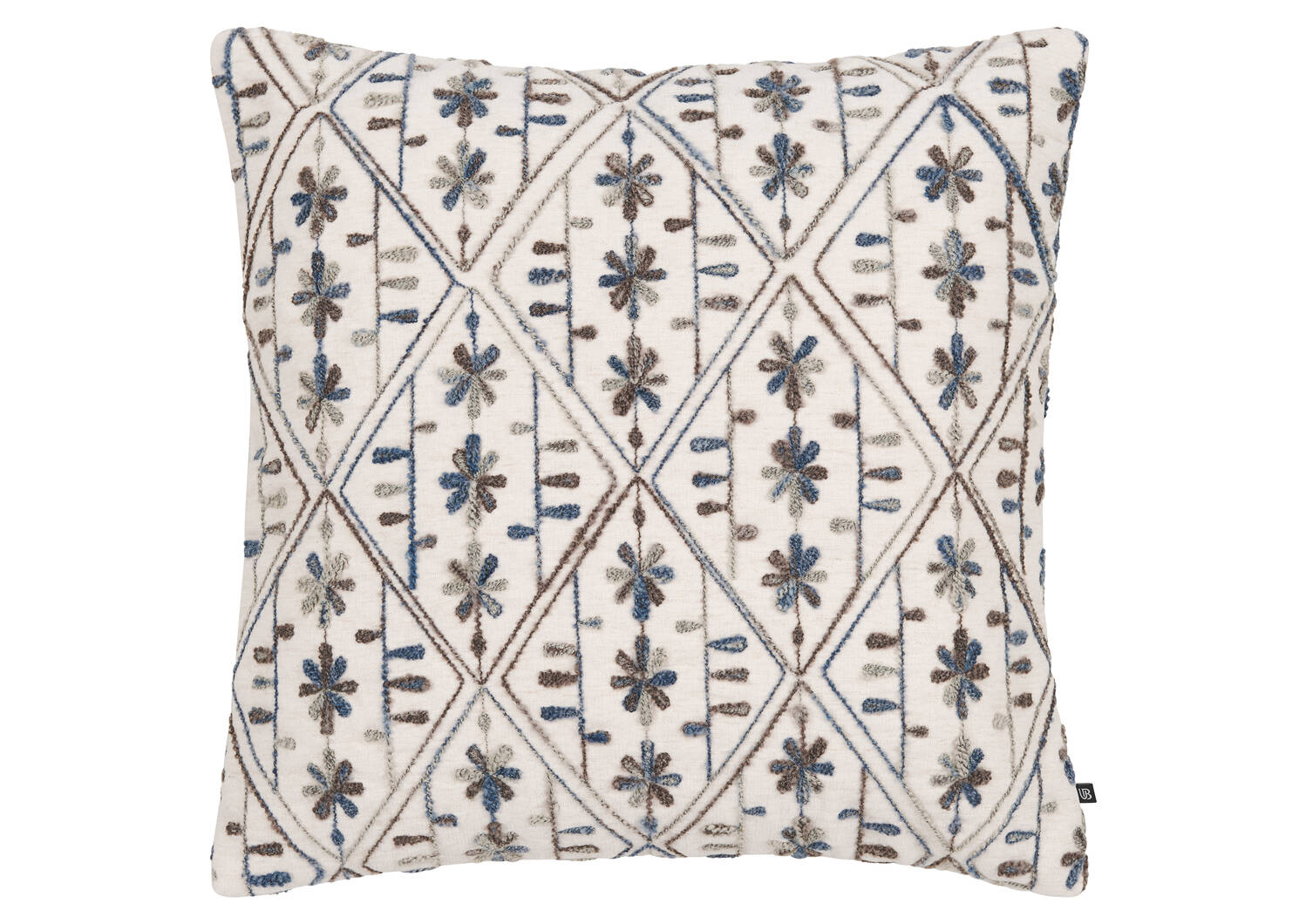 Coussin brod&eacute; Aliz 20x20 ivoire/multi