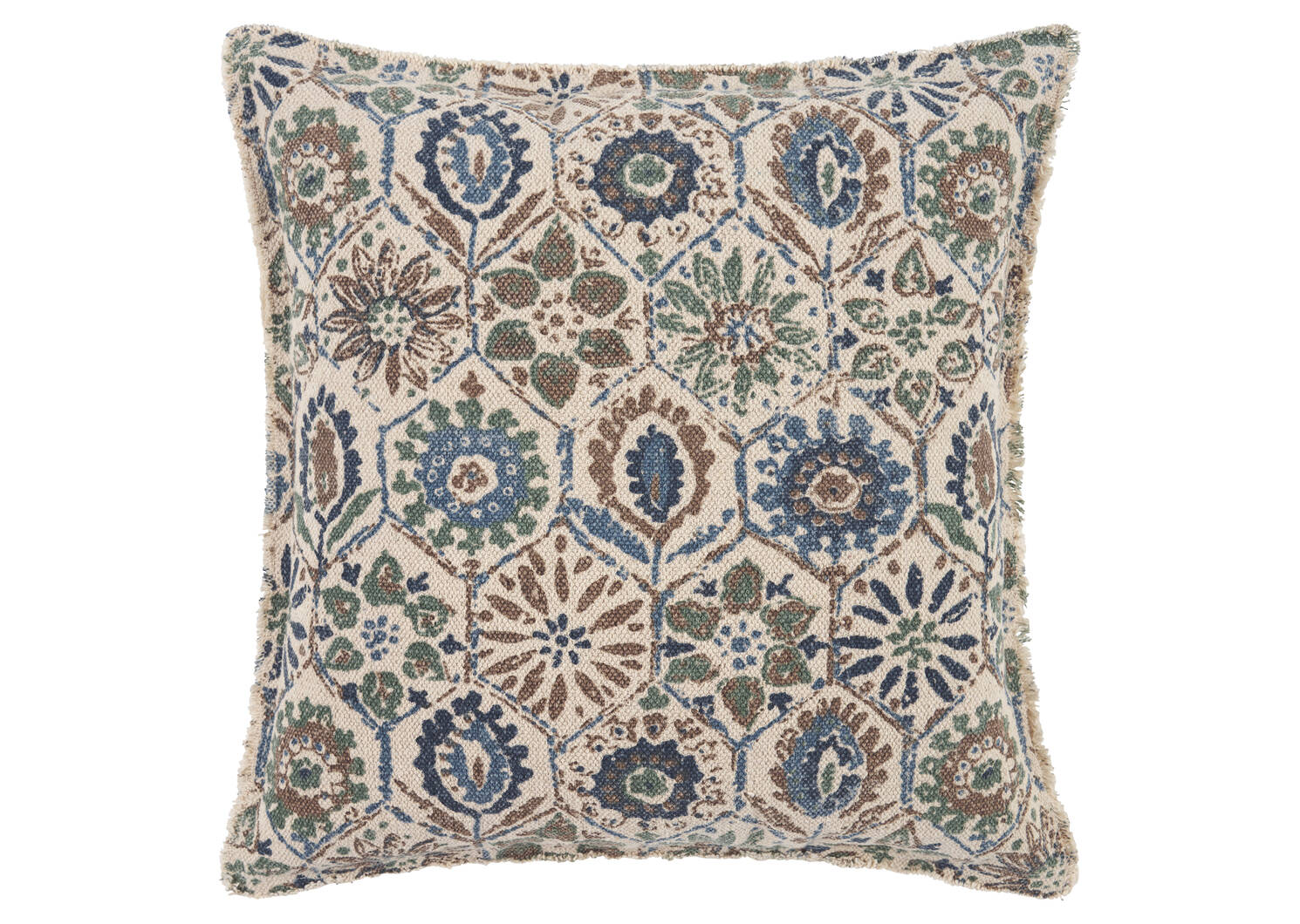 Coussin Rebeckah 20x20 bleu/sable