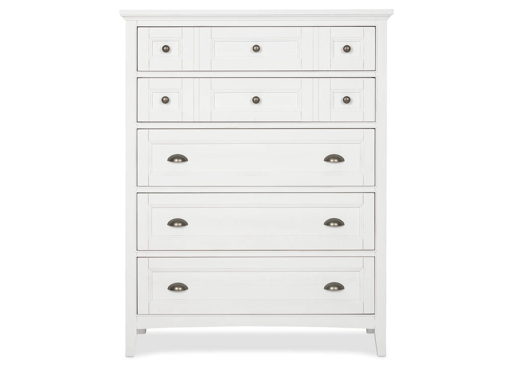 Commode à 5 tiroirs Parker -héron blanc