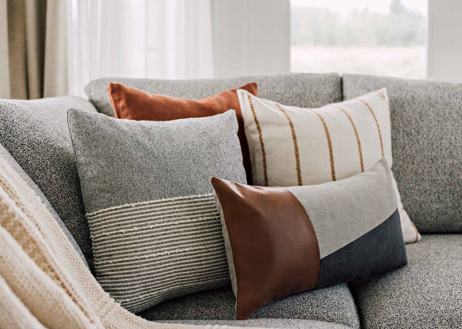 Avena Striped Pillow 20x20 Ivory/Cara