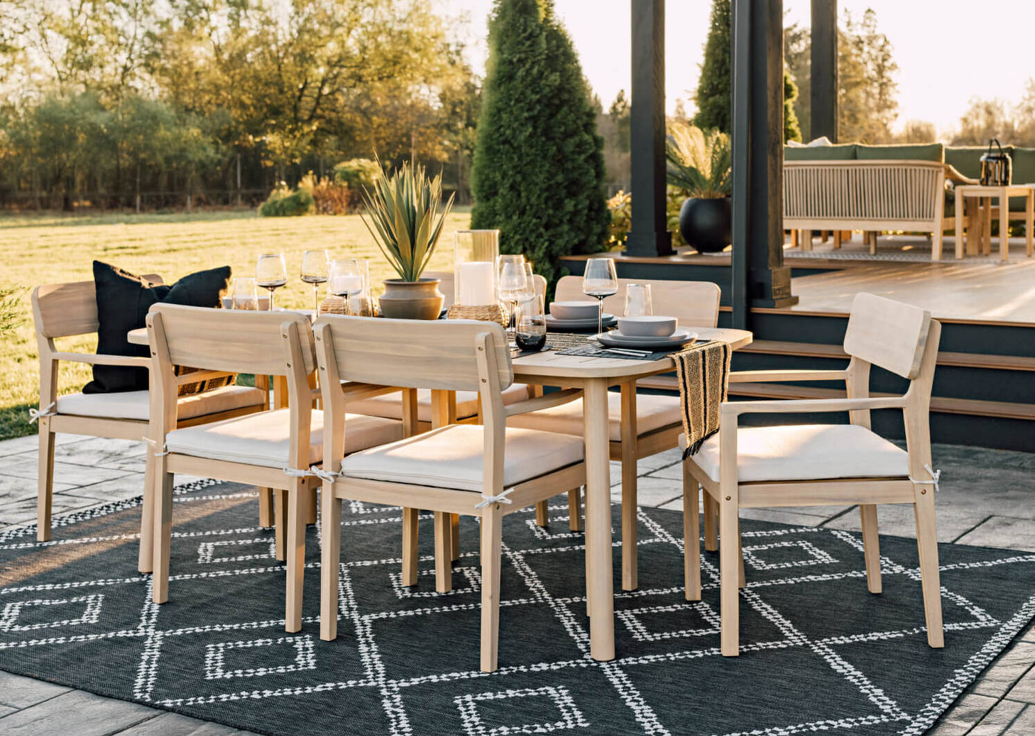Tapis ext. Loreto 94x126 noir/blanc