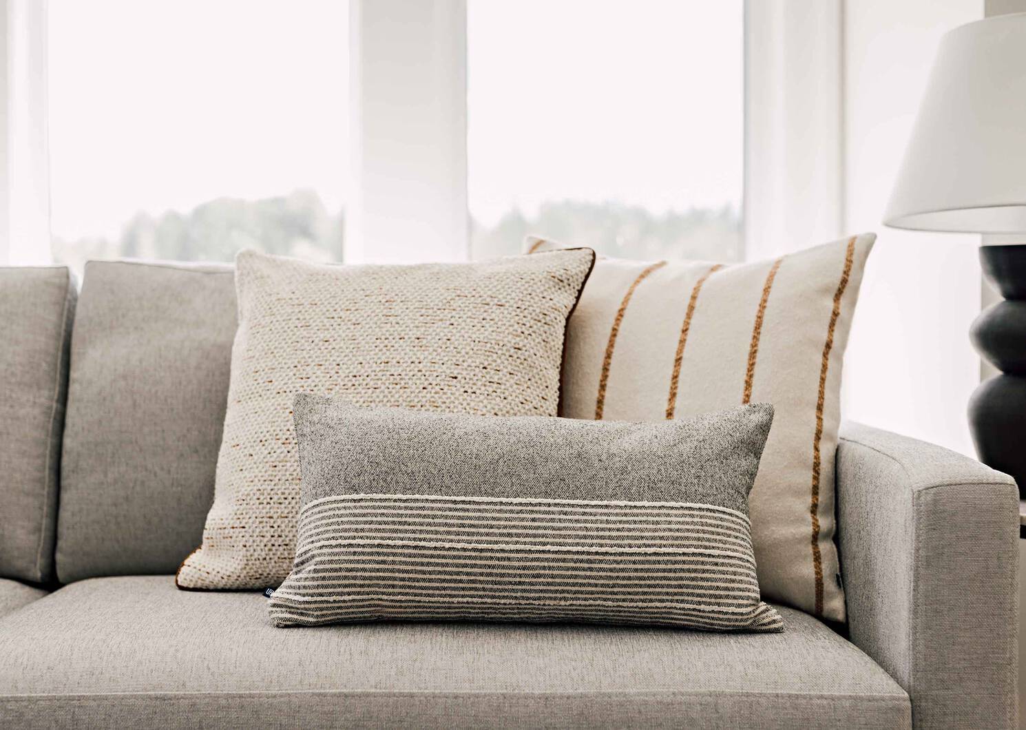 Avena Striped Pillow 20x20 Ivory/Cara