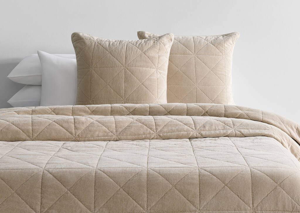 Joye Cotton Velvet Coverlet Latte