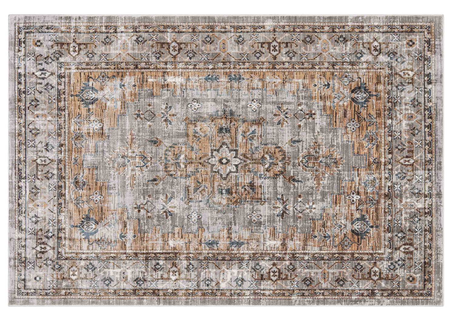 Tapis Yasmin terre brûlée/bleus