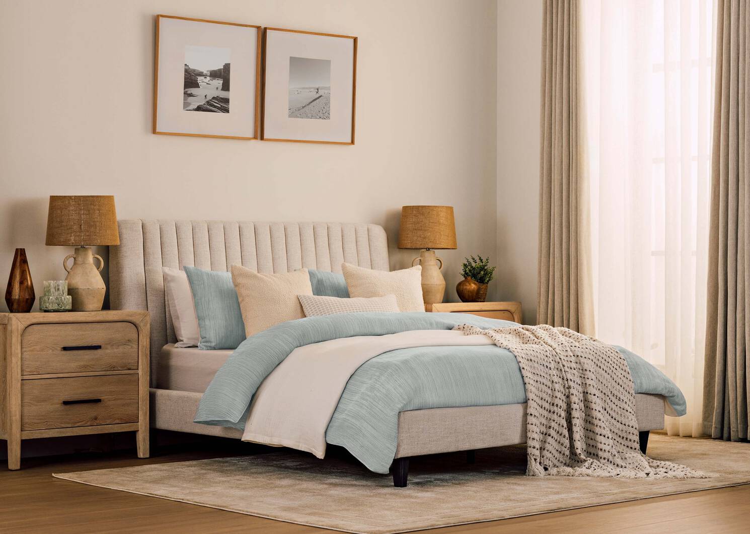 Elara Cotton Duvet Set Queen Blue