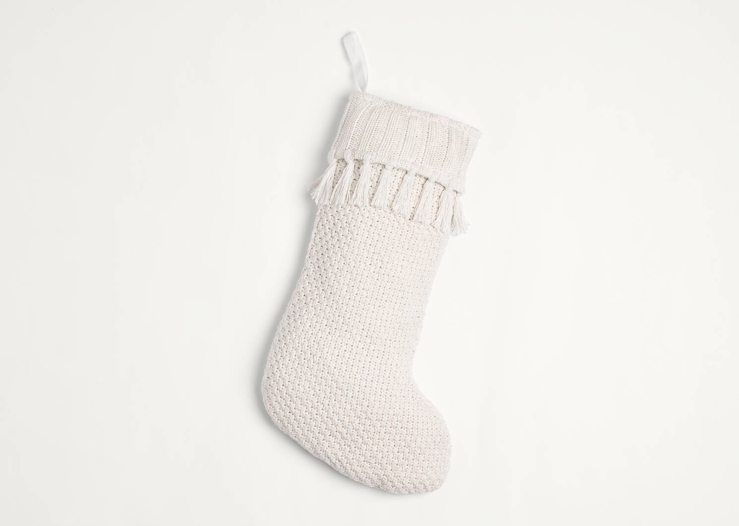 Bas de Noël en tricot Prue ivoire