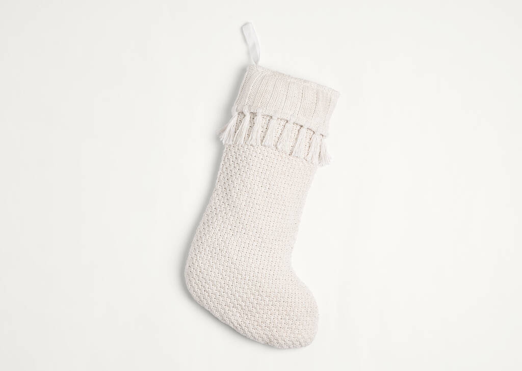 Bas de Noël en tricot Prue ivoire