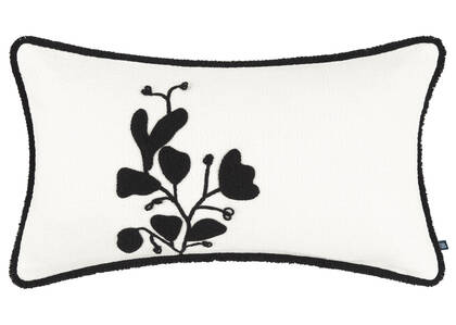 Jolie Cotton Pillow 12x22 Ivory/Black