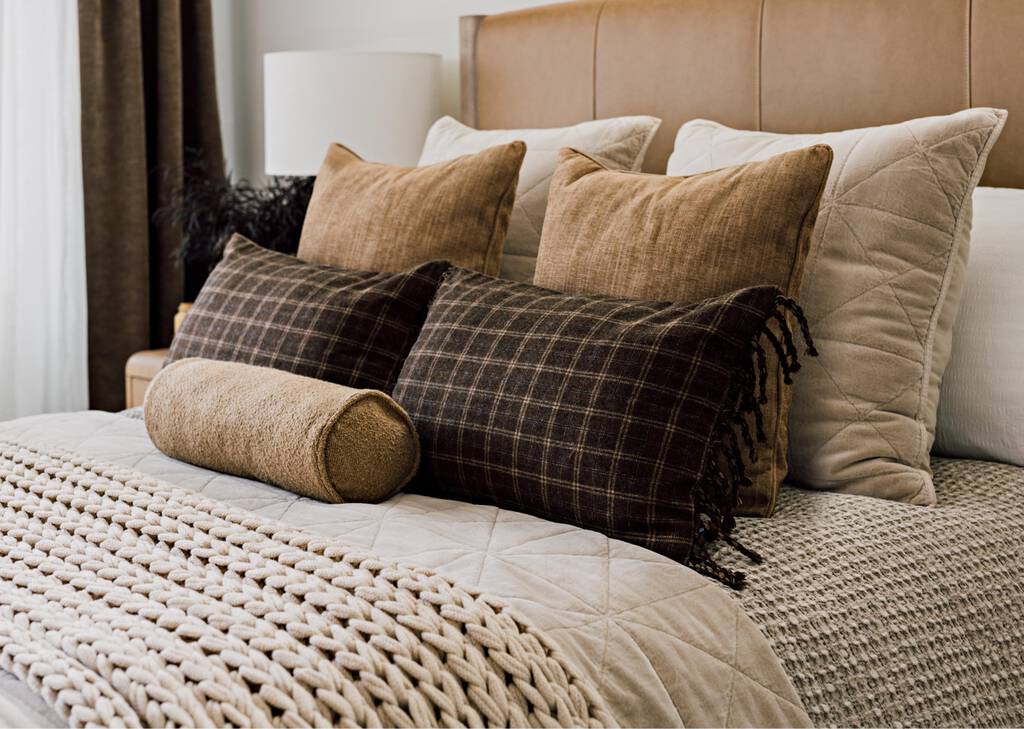 Evia Boucle Bolster Pillow Fawn