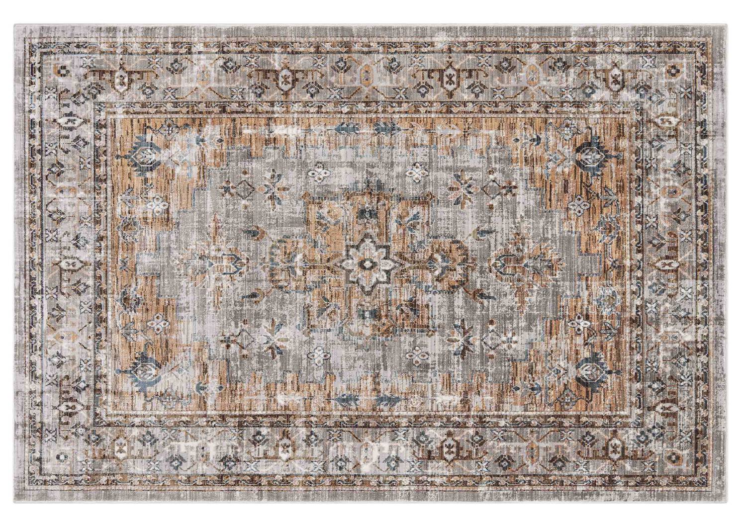 Tapis Yasmin 91x126 terre brûlée/bleu