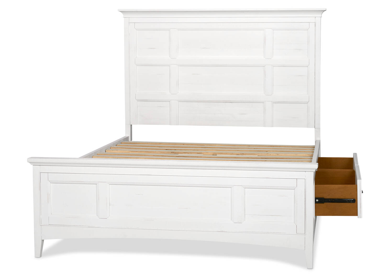 Parker Storage Bed -Heron White, QUEEN