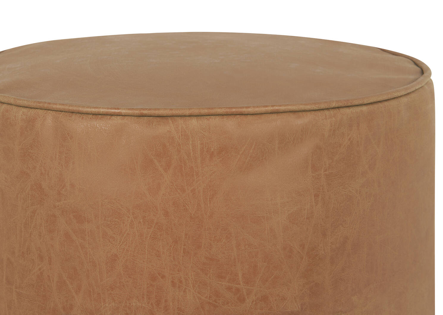 Pouf en similicuir Harlin brun clair