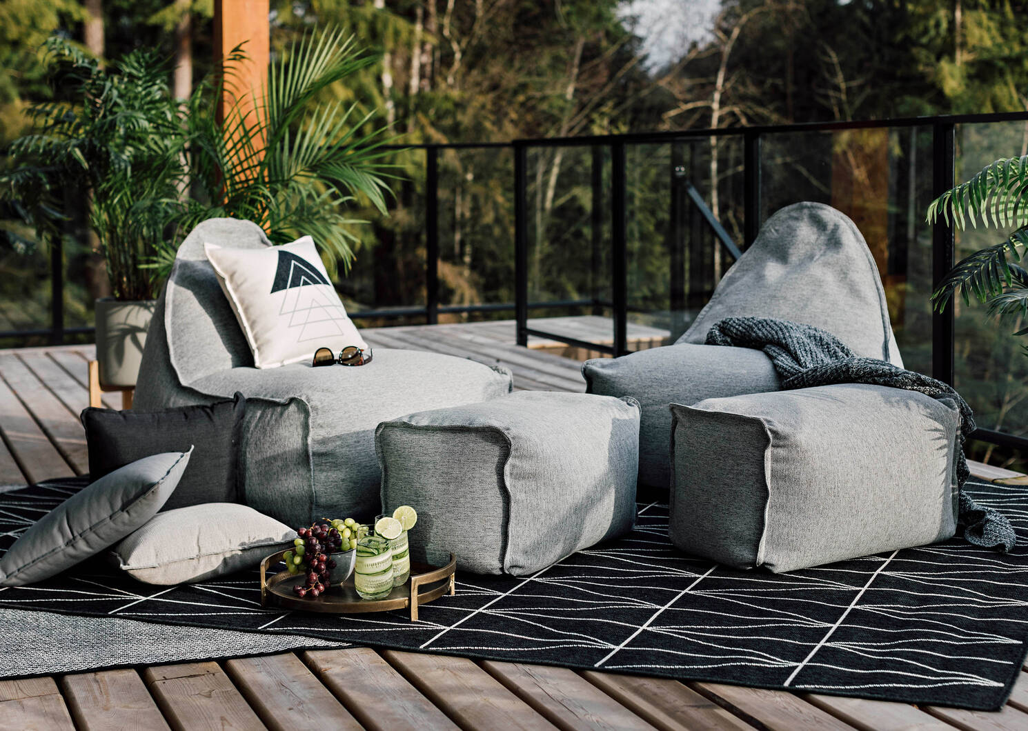 Chaise dét. et r-pieds Cabana -Kobe gris