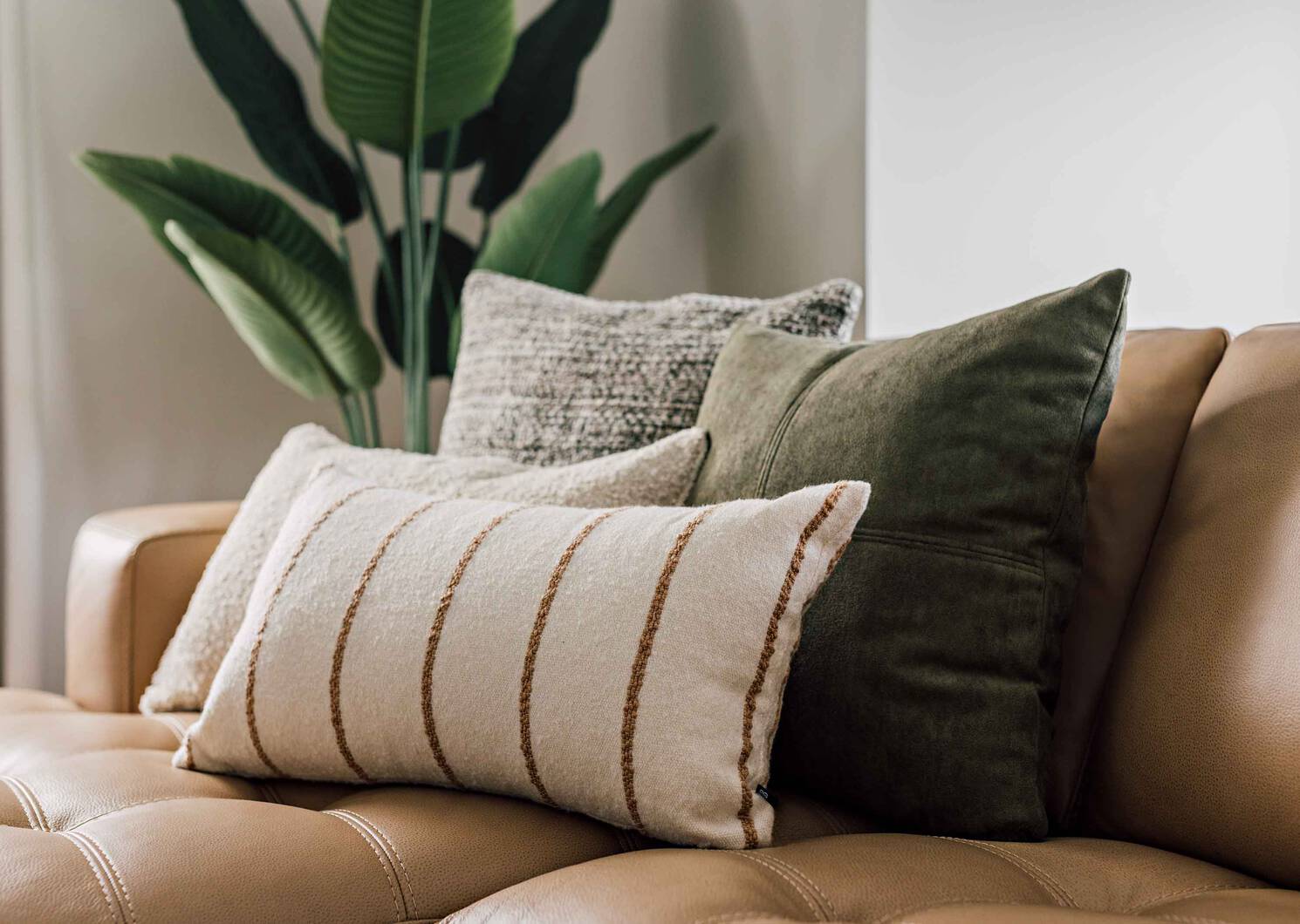 Avena Striped Pillow 12x22 Ivory/Cara