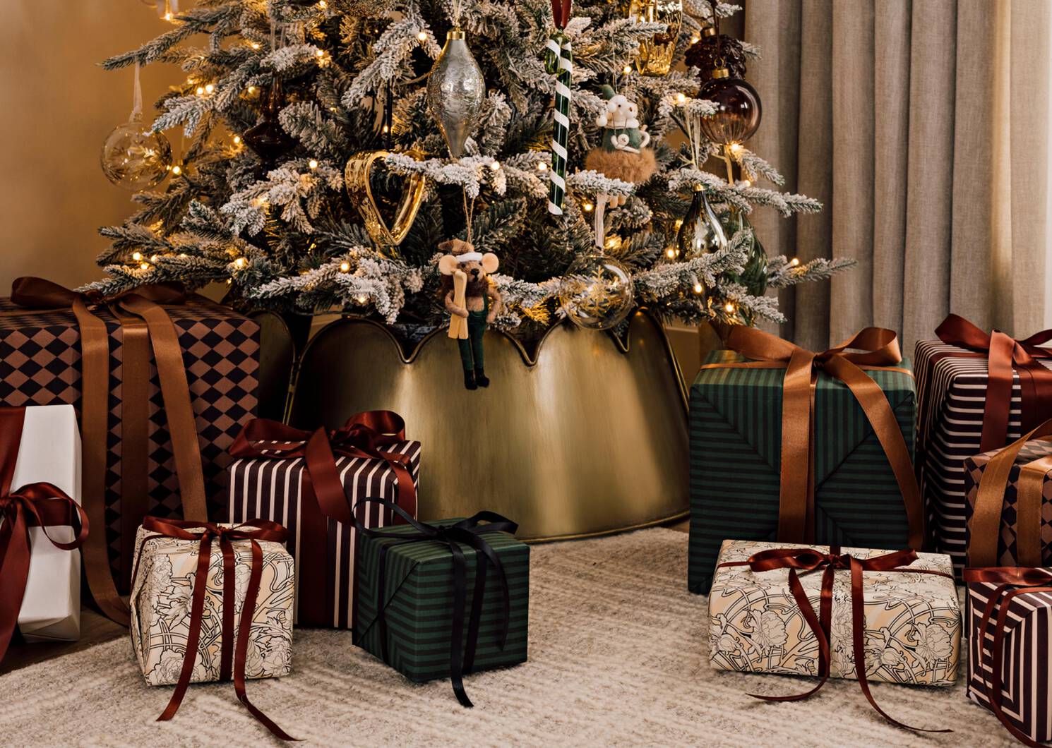 Golden Snowflake Ball Ornament