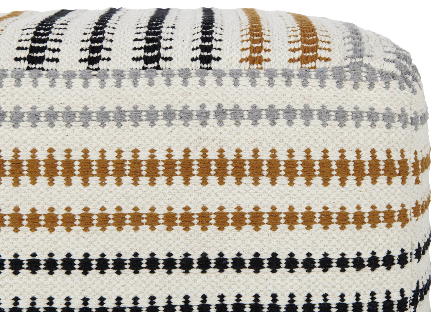 Aubrey Striped Cotton Woven Pouf Mult