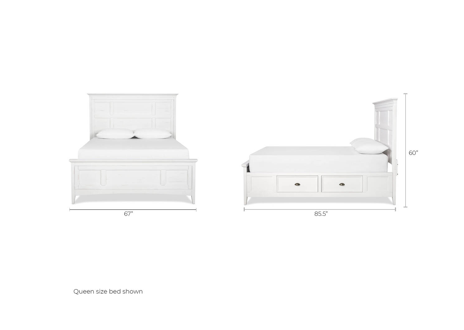 Parker Storage Bed -Heron White, QUEEN