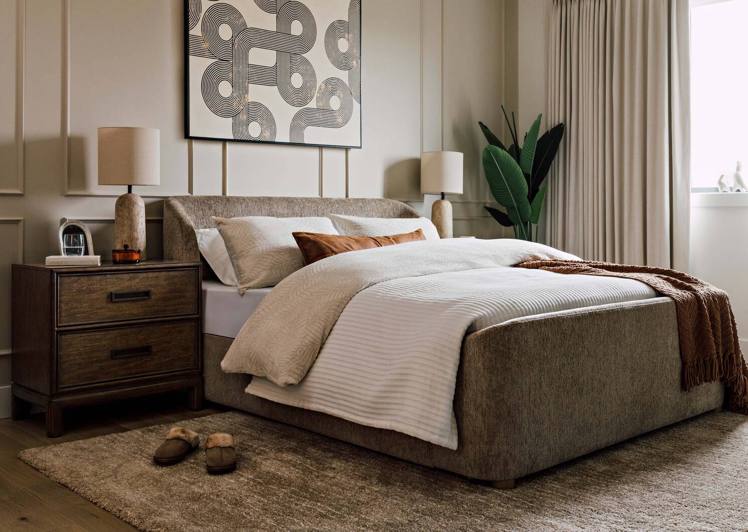 Dessus-de-lit en coton Monaco ivoire