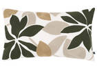Coussin floral Zivia 12x22 ivoire/vert