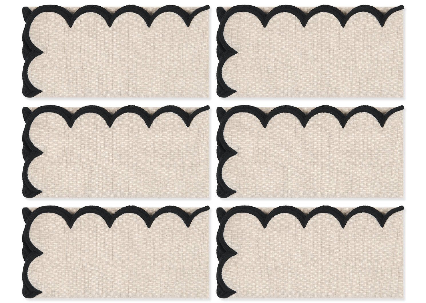 Ensemble de 6 serviettes Lark nat/noir