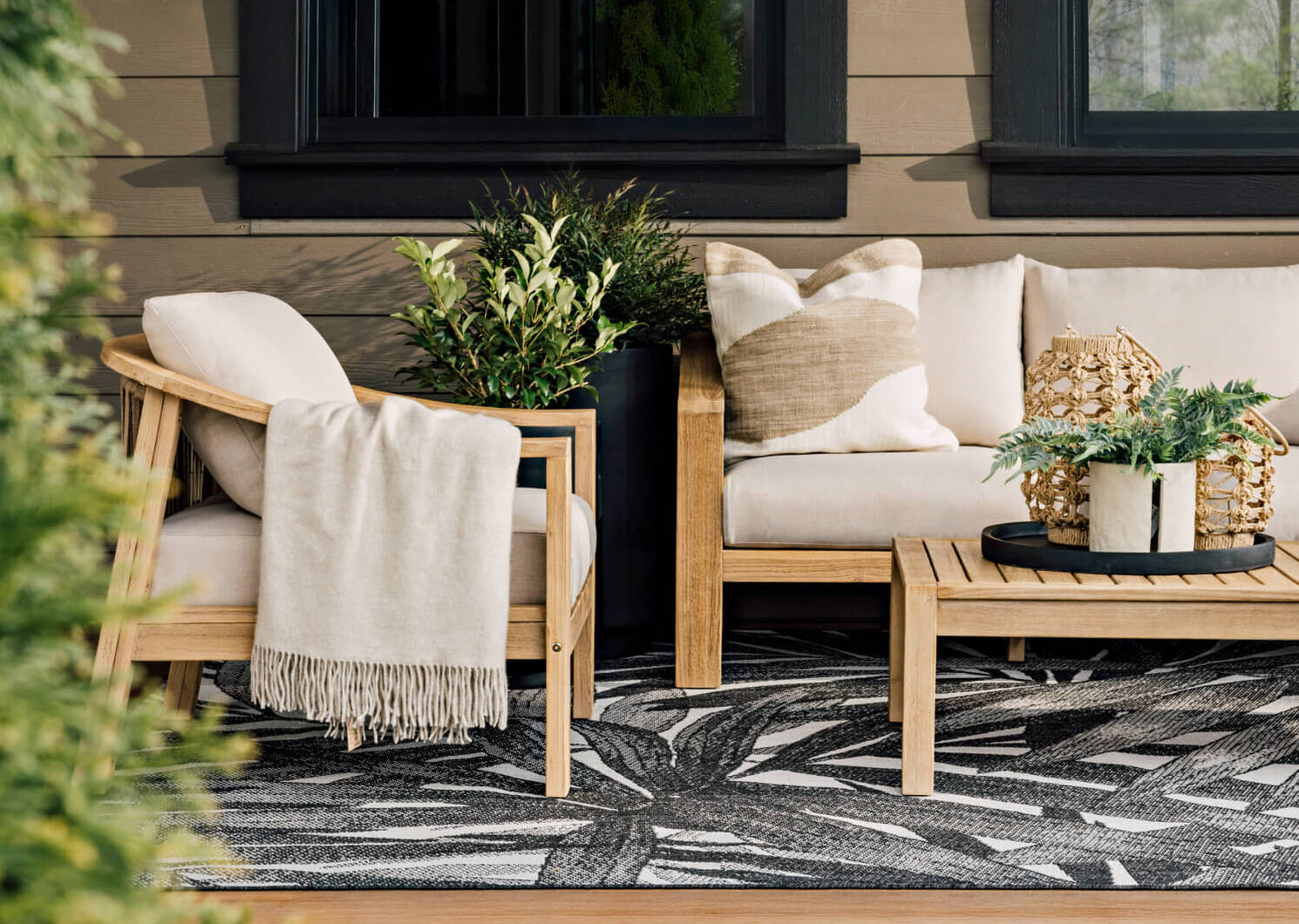 Tapis ext. Makaha 63x91 noir/gris