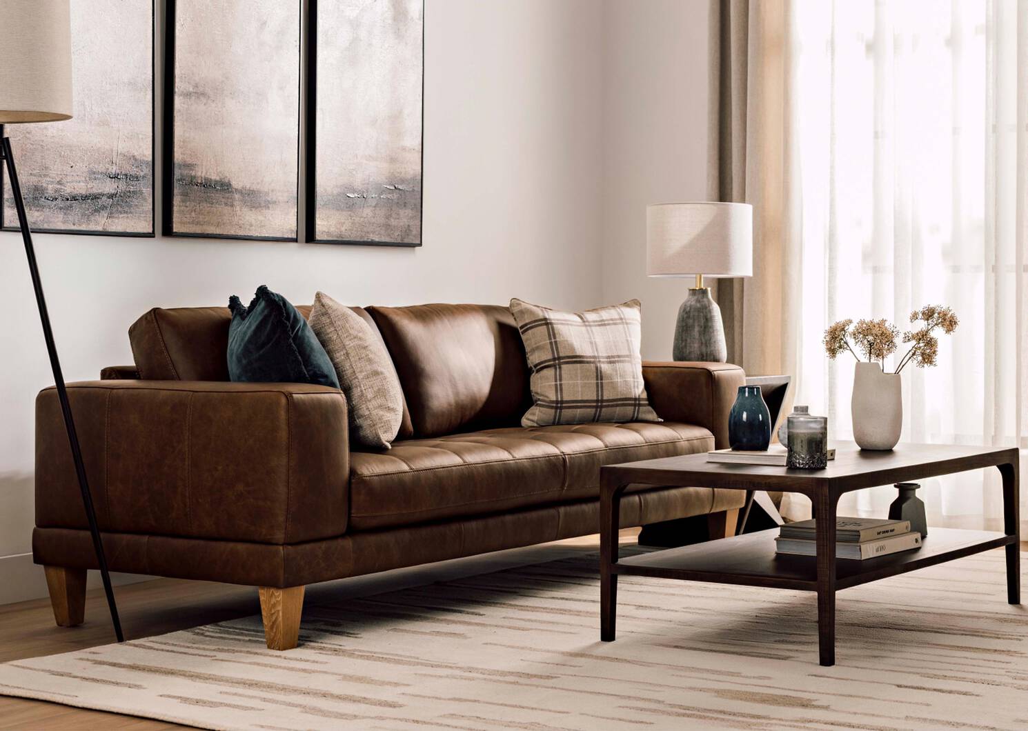 Carson Leather Sofa -Wes Rum