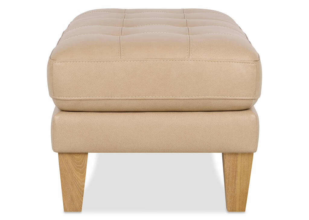 Carson Leather Ottoman -Zen Stone
