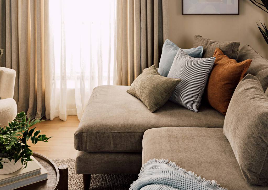 Canap&eacute; ang. Nixon -Serenity taupe ch, g.