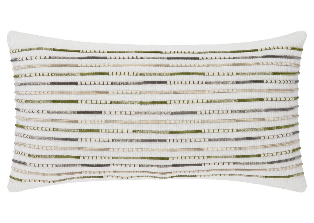 Coussin Buena 12x22 ivoire/vert/gris