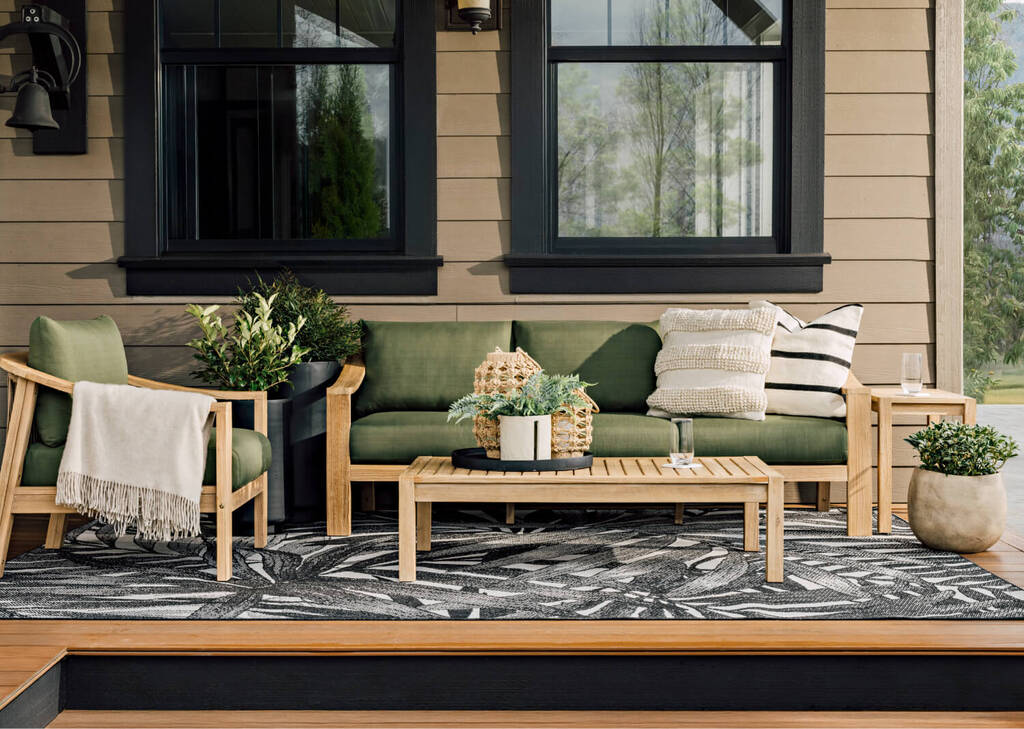 Makaha Outdoor Rug 63x91 Black/Grey