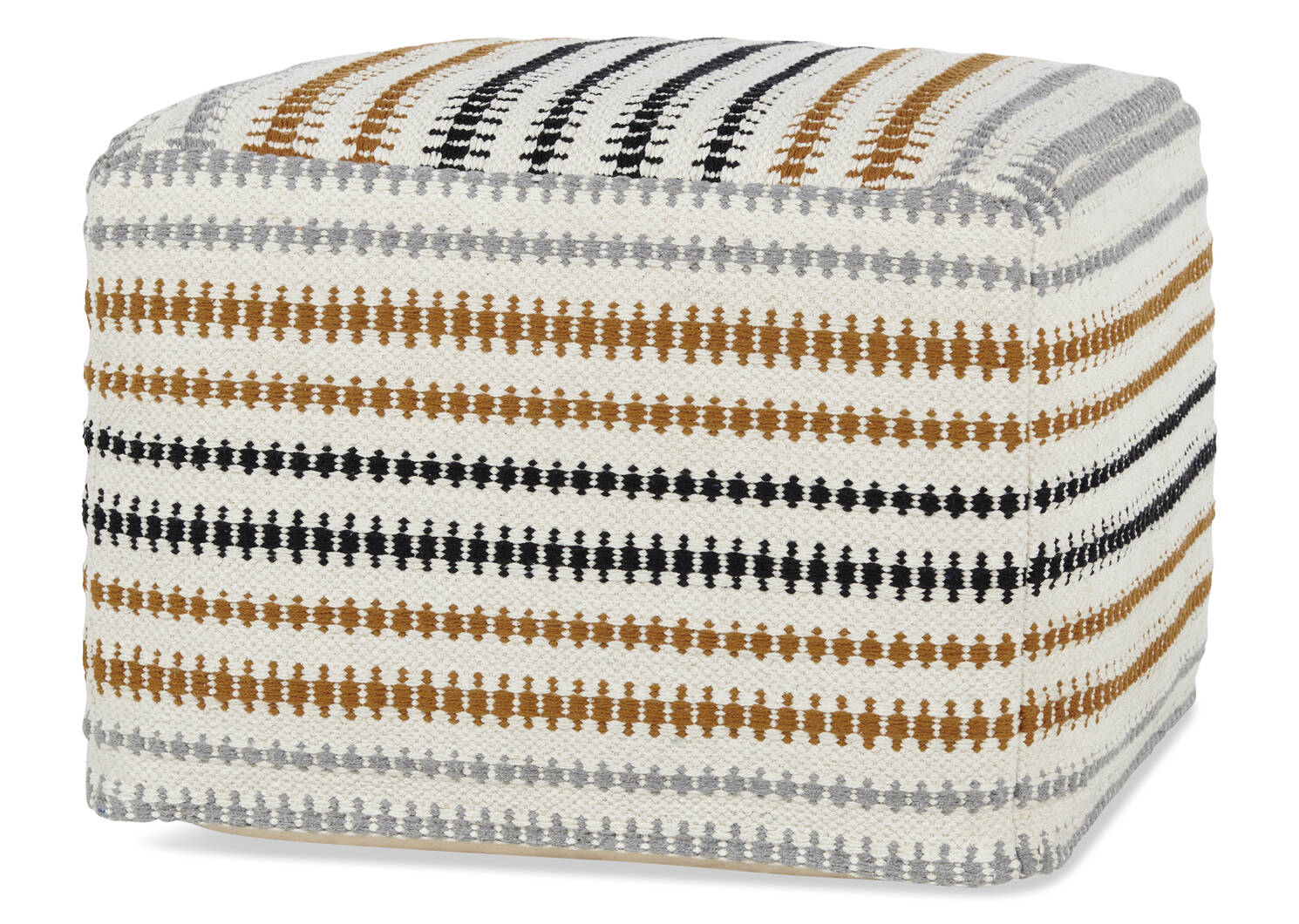 Aubrey Striped Cotton Woven Pouf Mult