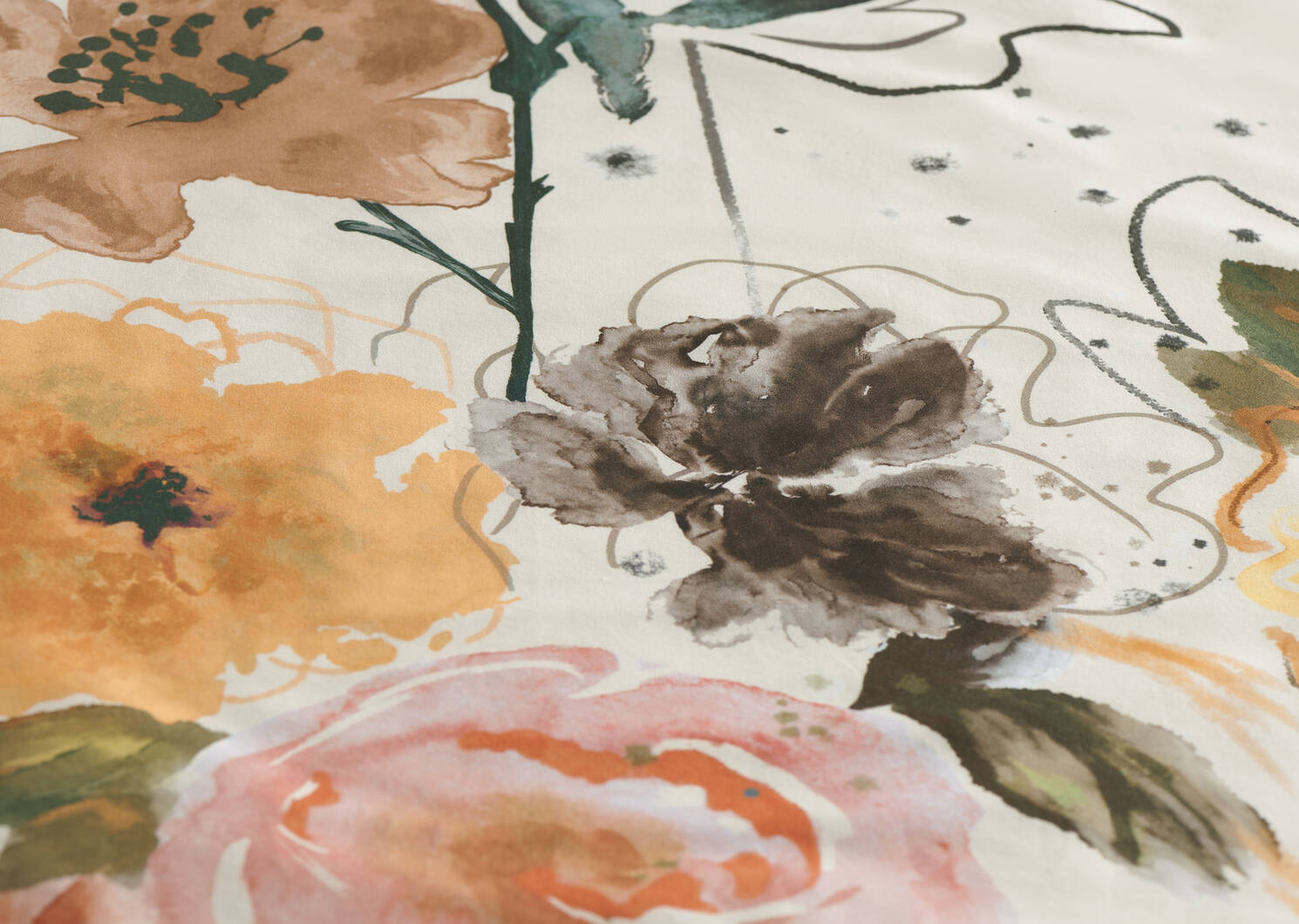 Bonn Cotton Floral Duvet Set Queen Iv/Mu