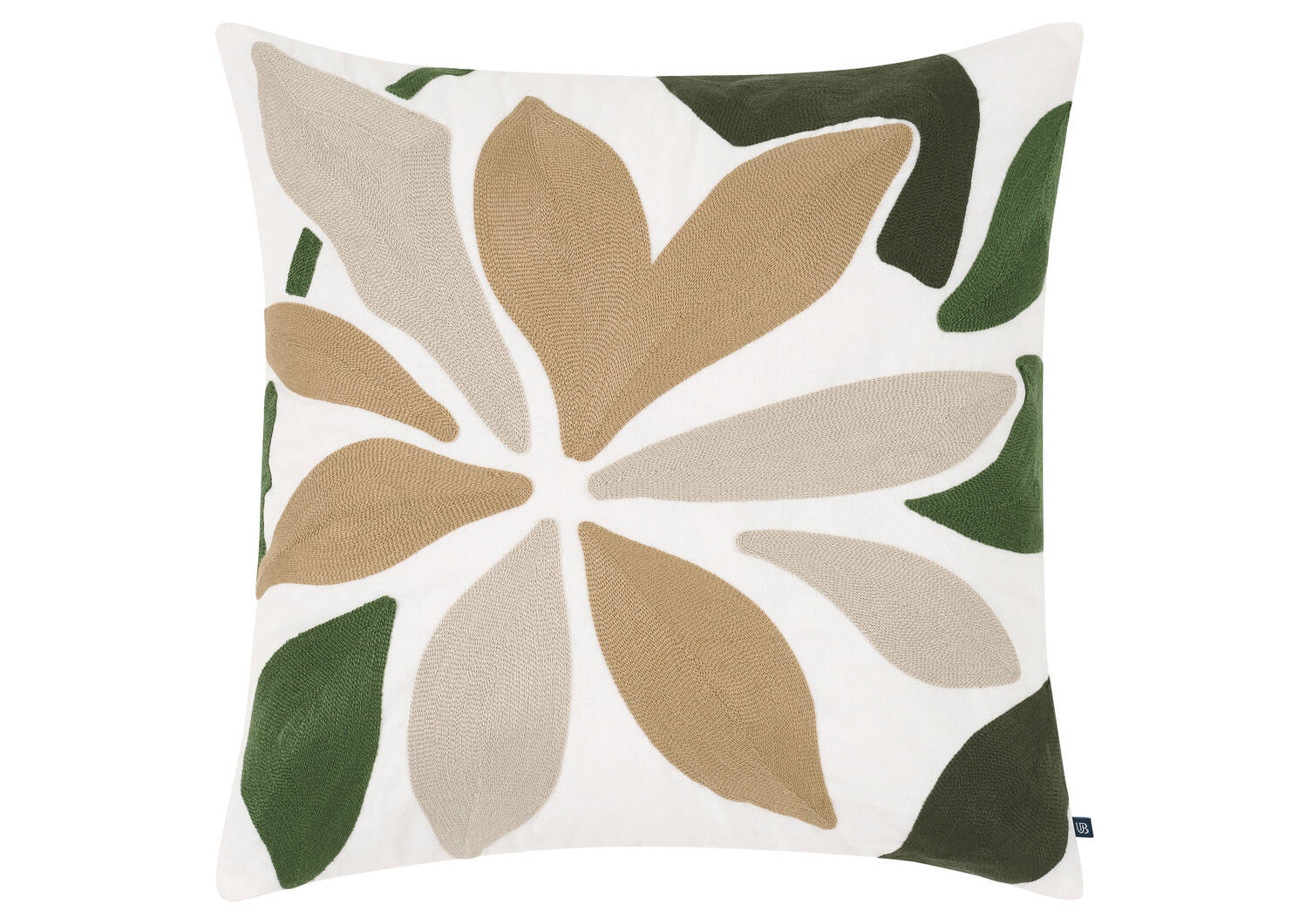 Coussin floral Zivia 20x20 ivoire/vert