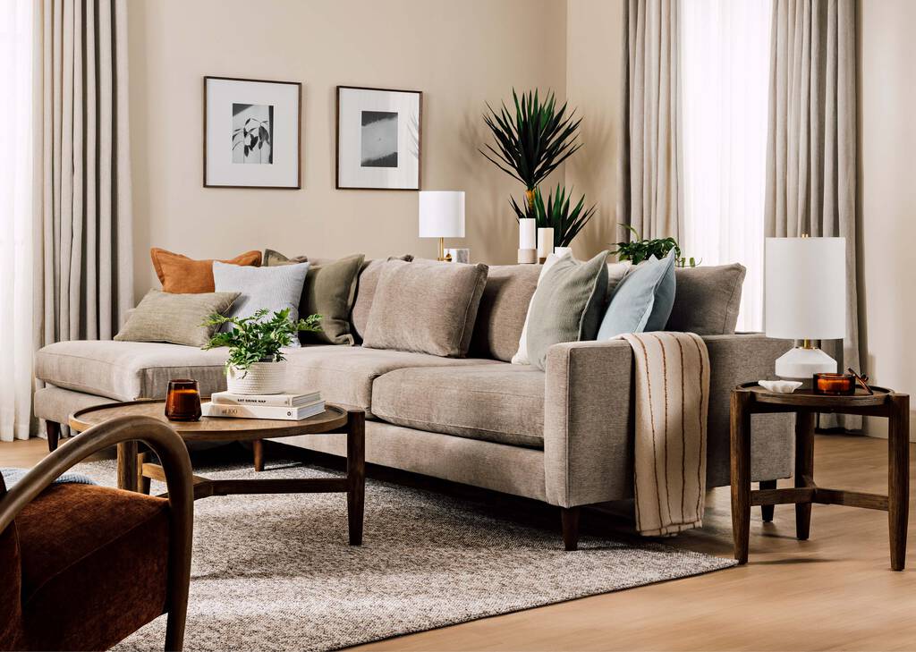 Canap&eacute; ang. Nixon -Serenity taupe ch, g.