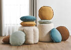 Pouf en coton Clarkson ivoire