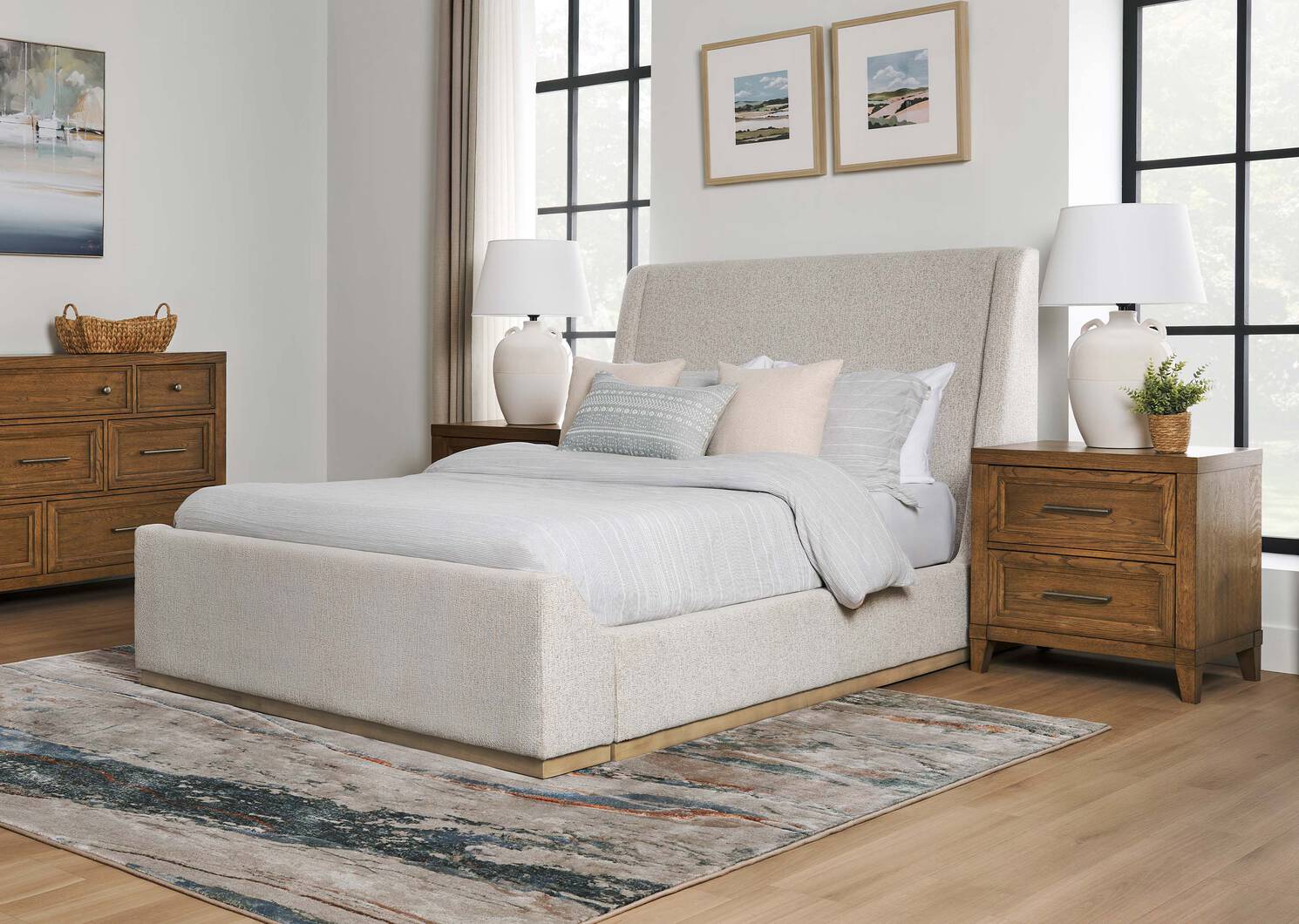 Ted Cotton Duvet Set Queen Lt Grey/White