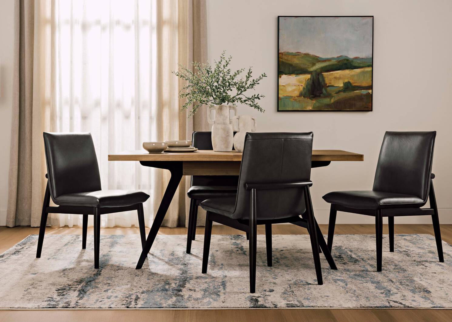 Chaise en cuir Esmae -Reede charbon