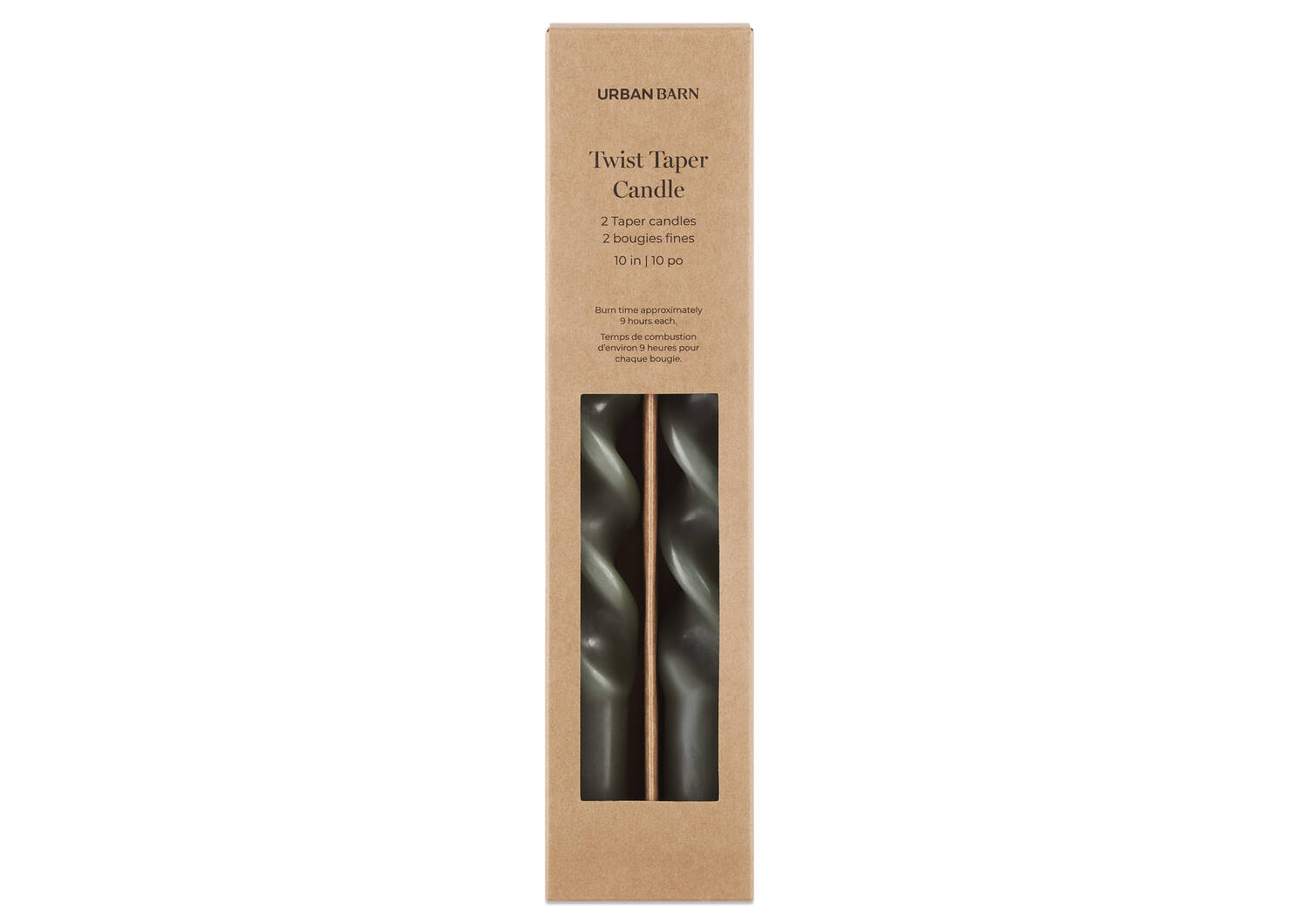 Twist Taper Candle Set Sage