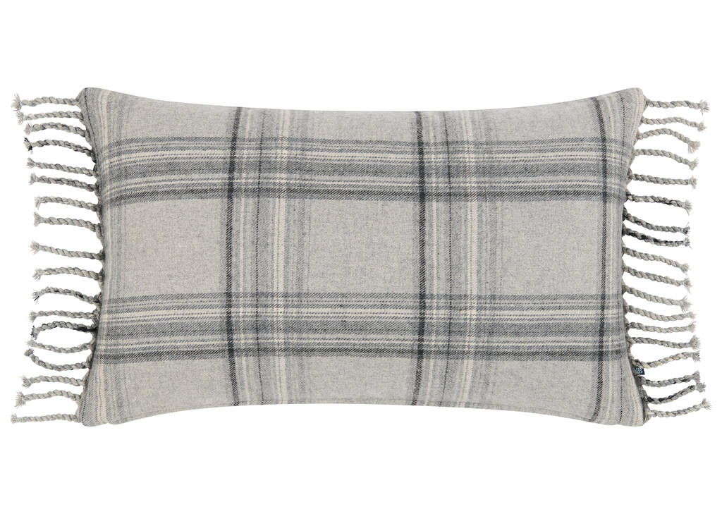 Coussin à carreaux Harling 14x24 gris