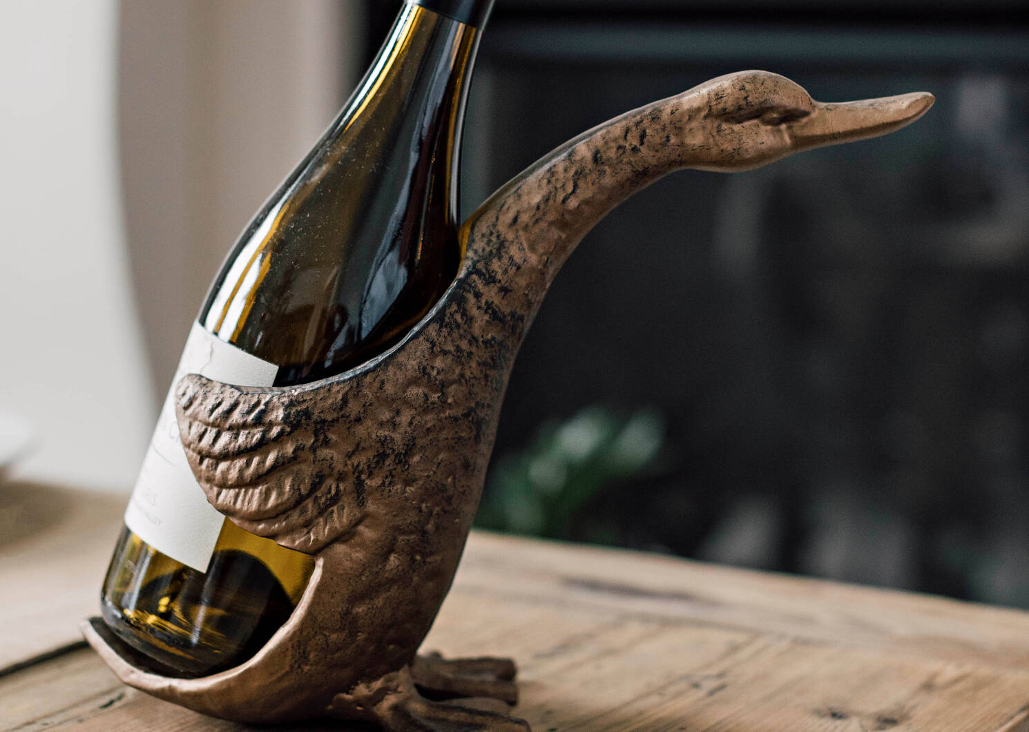 Drinking Duck Wine Holder Antique Bronze