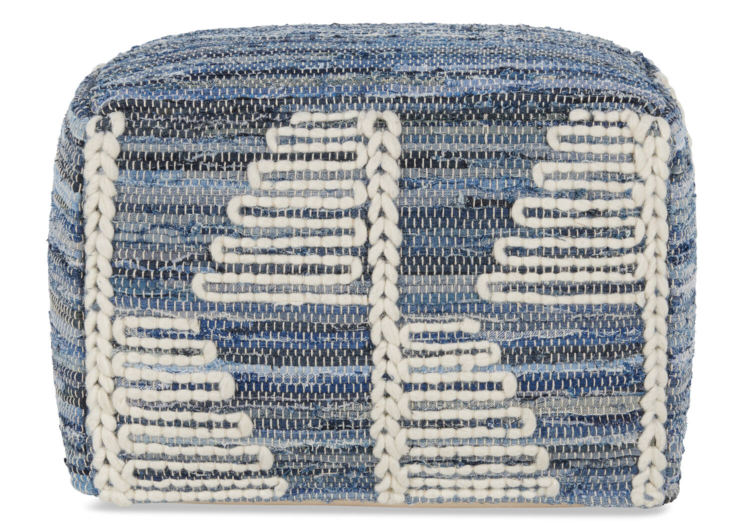 Brair Textured Pouf Blue Grey/Ivory