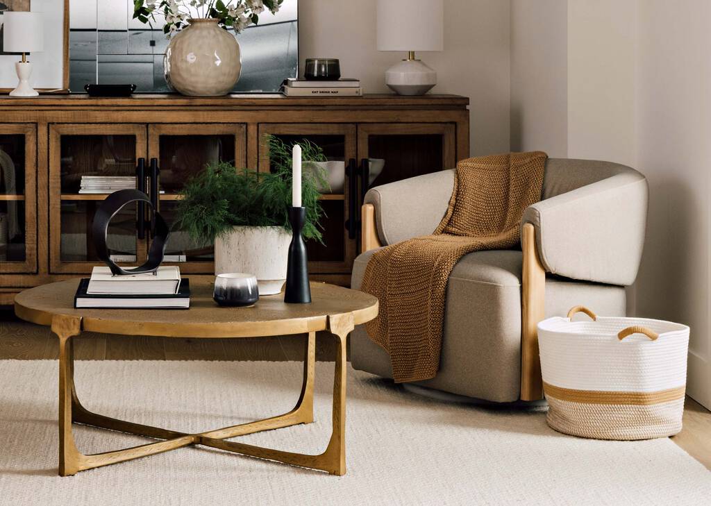 Grand panier Rosio ivoire/brun clair