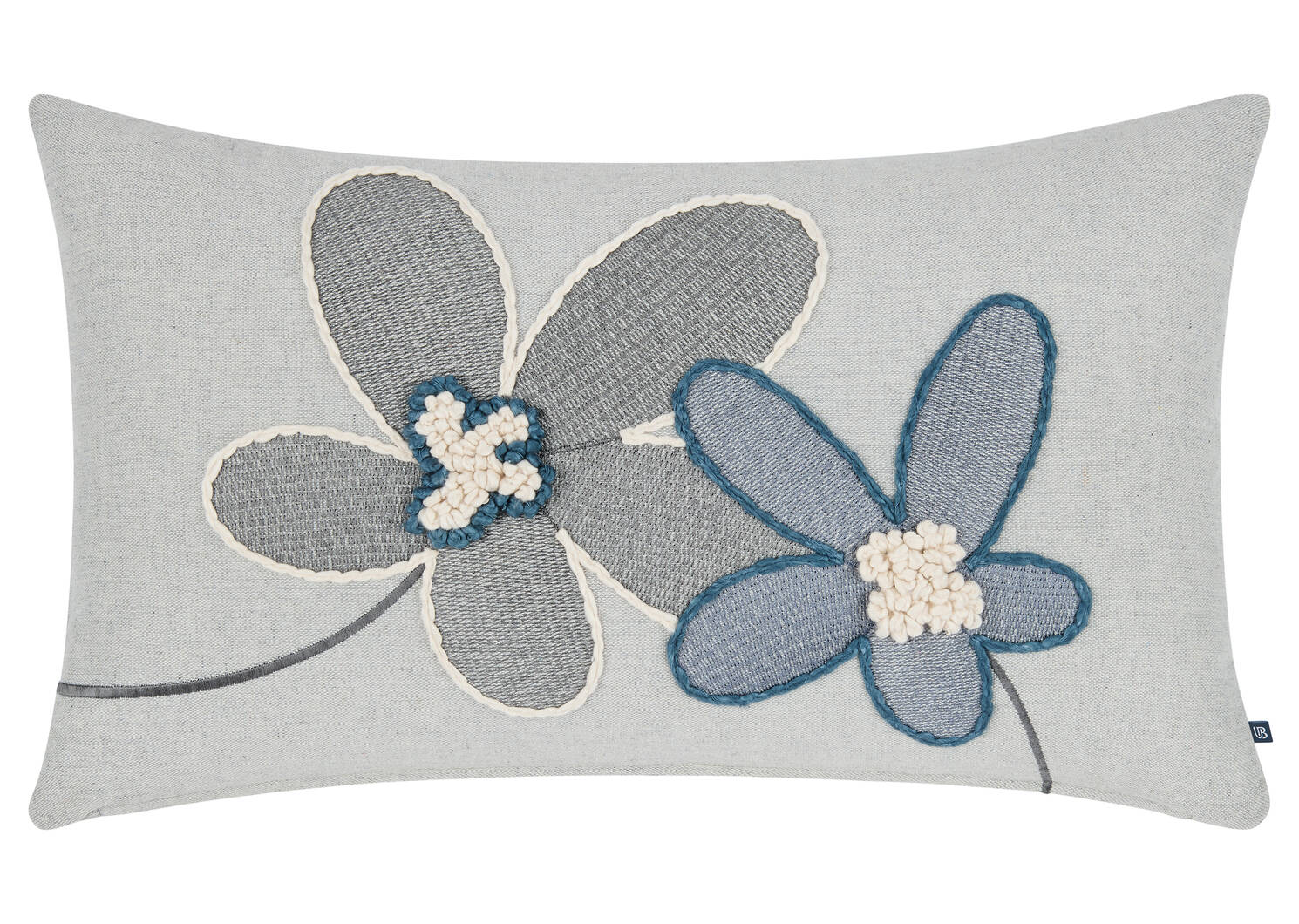 Zena Cotton Floral Pillow 14x24 Iv/Blue