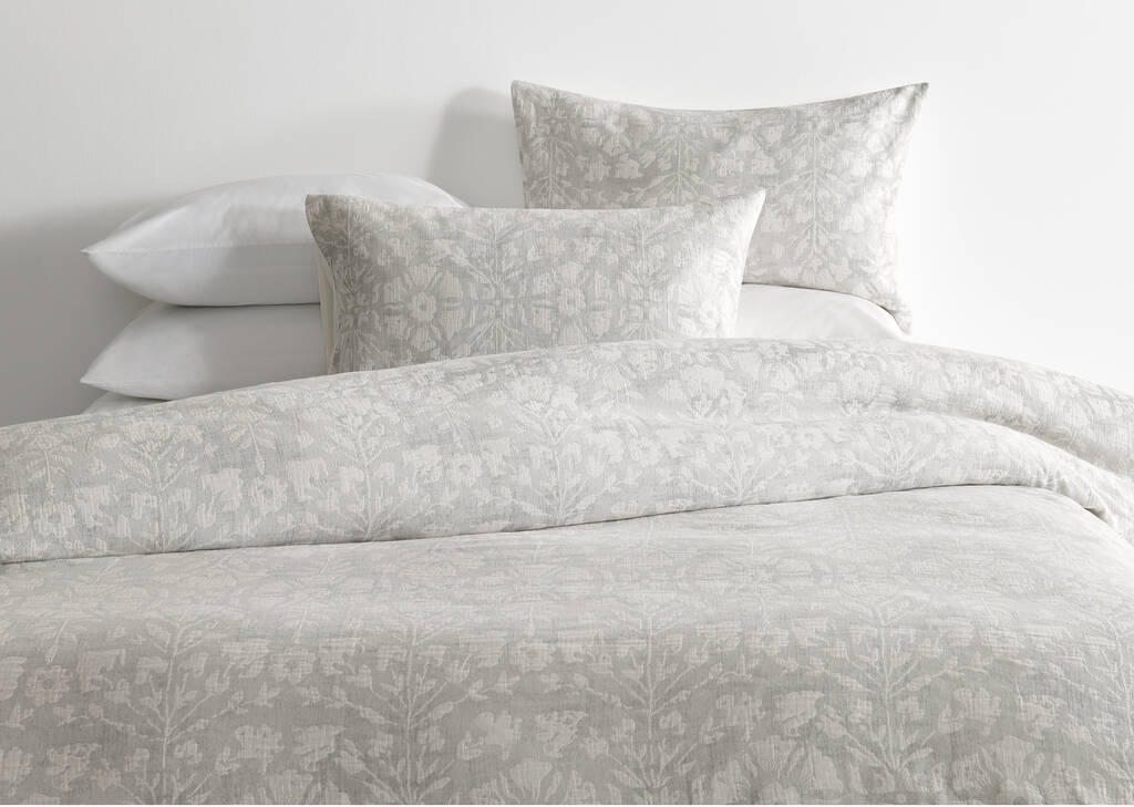 Mia Cotton Duvet Set Queen Lt. Grey/I