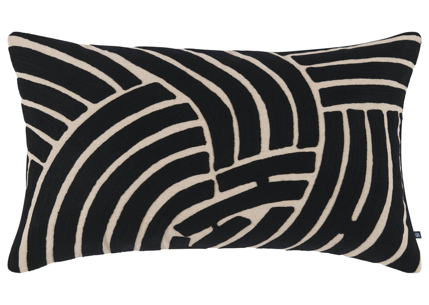 Coussin en coton Avila 14x24 noir/nat.