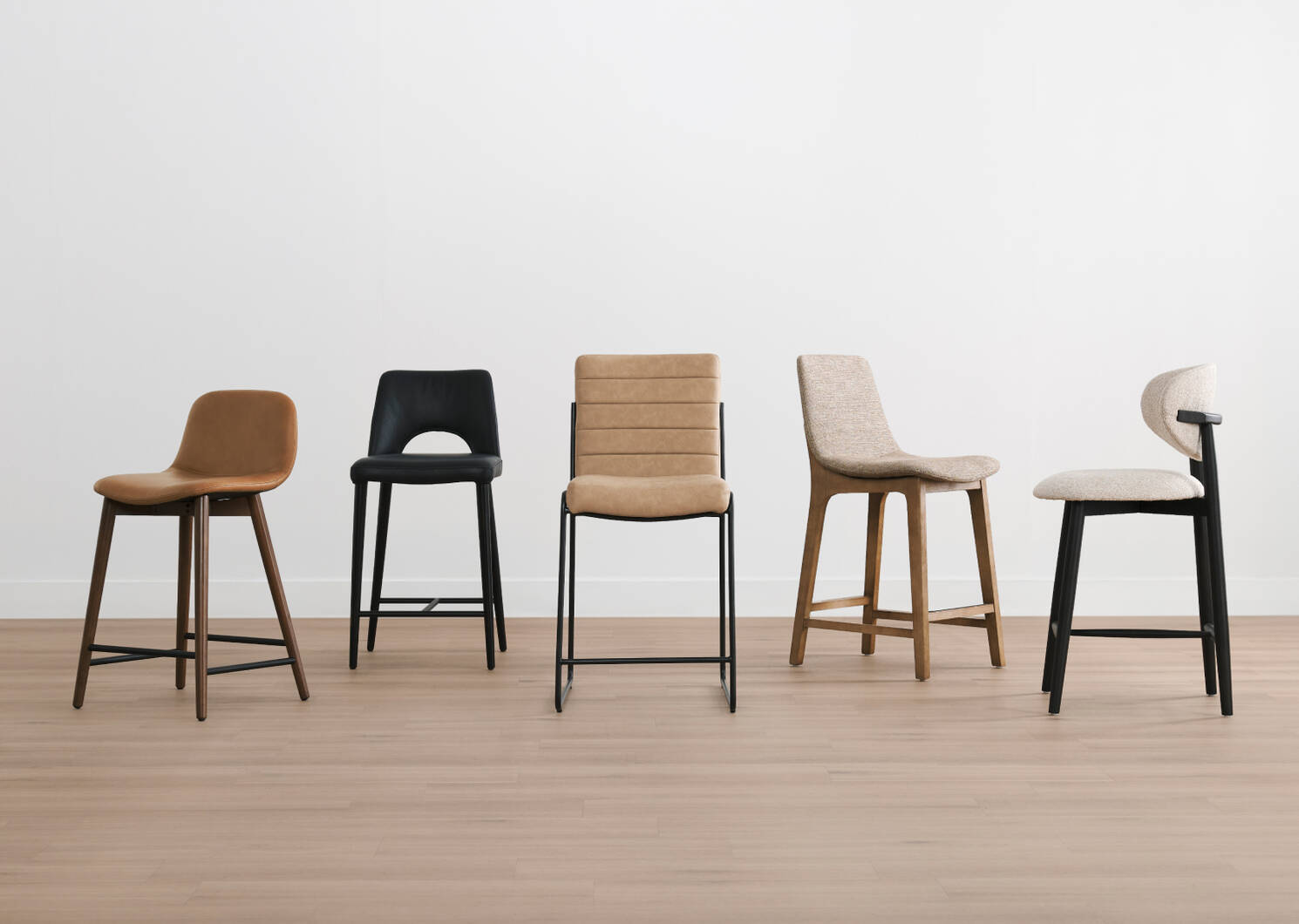 Tabouret en cuir Decklyn -Olson chameau
