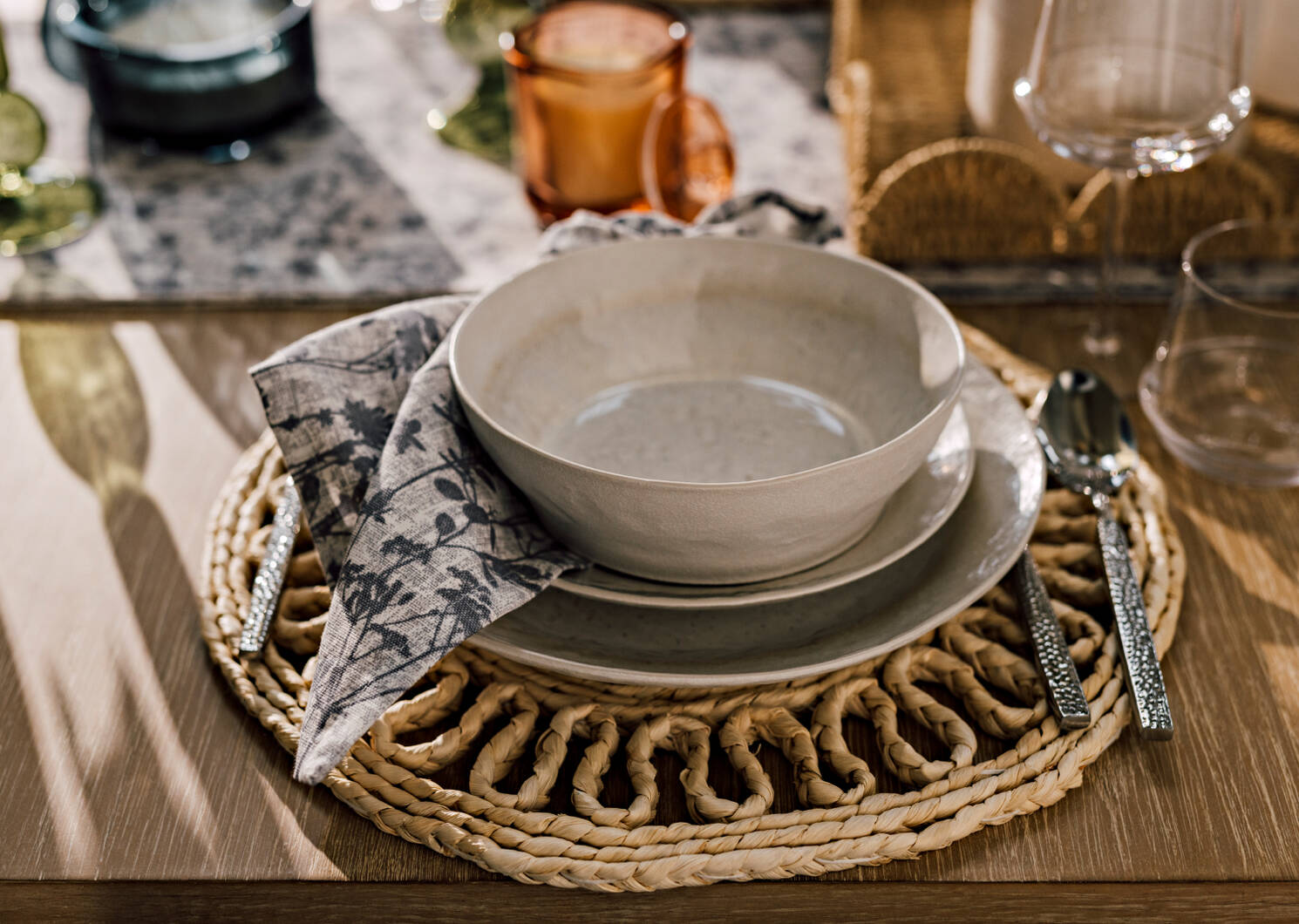 Erin Napkins Set of 6 Ivory/Grey