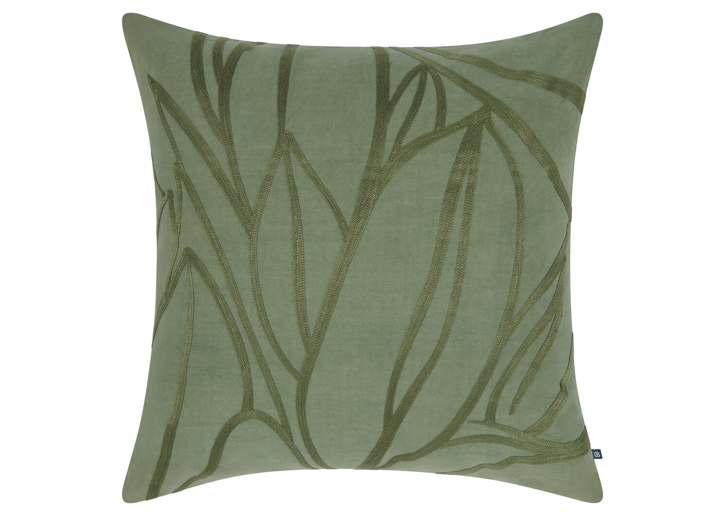 Coussin coton feuilles Meena 20x20 vert