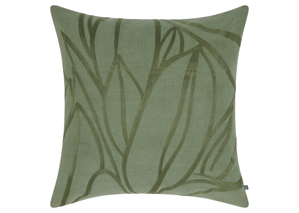 Coussin coton feuilles Meena 20x20 vert
